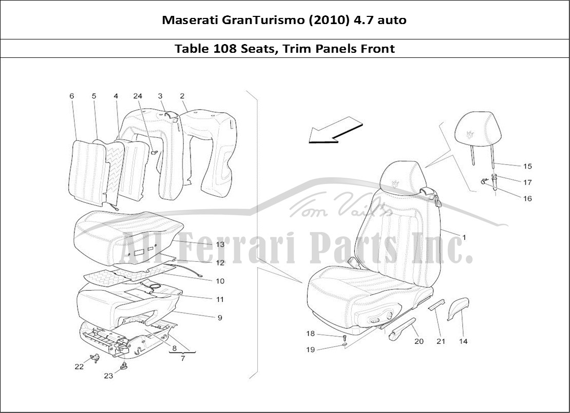 Ferrari Parts Maserati GranTurismo (2010) 4.7 auto Page 108 Front Seats: Trim Panels