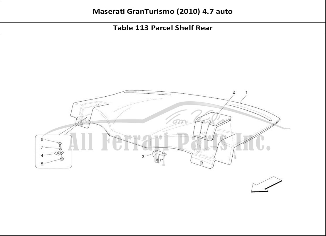 Ferrari Parts Maserati GranTurismo (2010) 4.7 auto Page 113 Rear Parcel Shelf