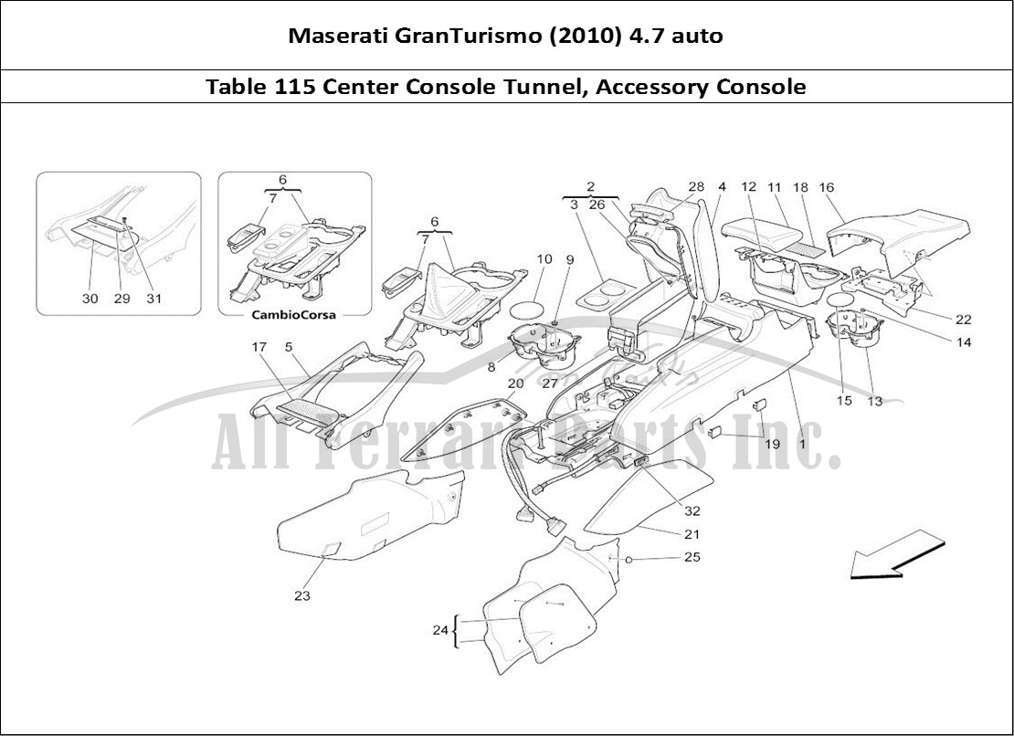 Ferrari Parts Maserati GranTurismo (2010) 4.7 auto Page 115 Accessory Console And Cen