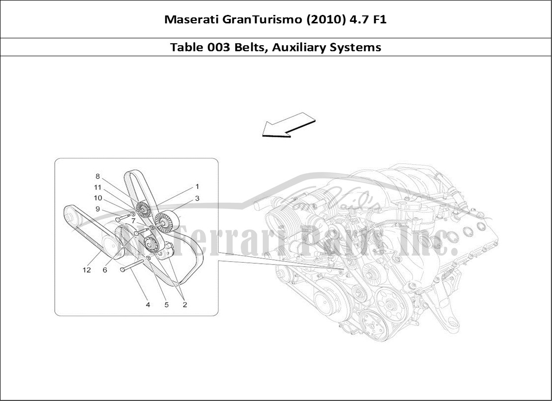 Ferrari Parts Maserati GranTurismo (2010) 4.7 F1 Page 003 Auxiliary Device Belts