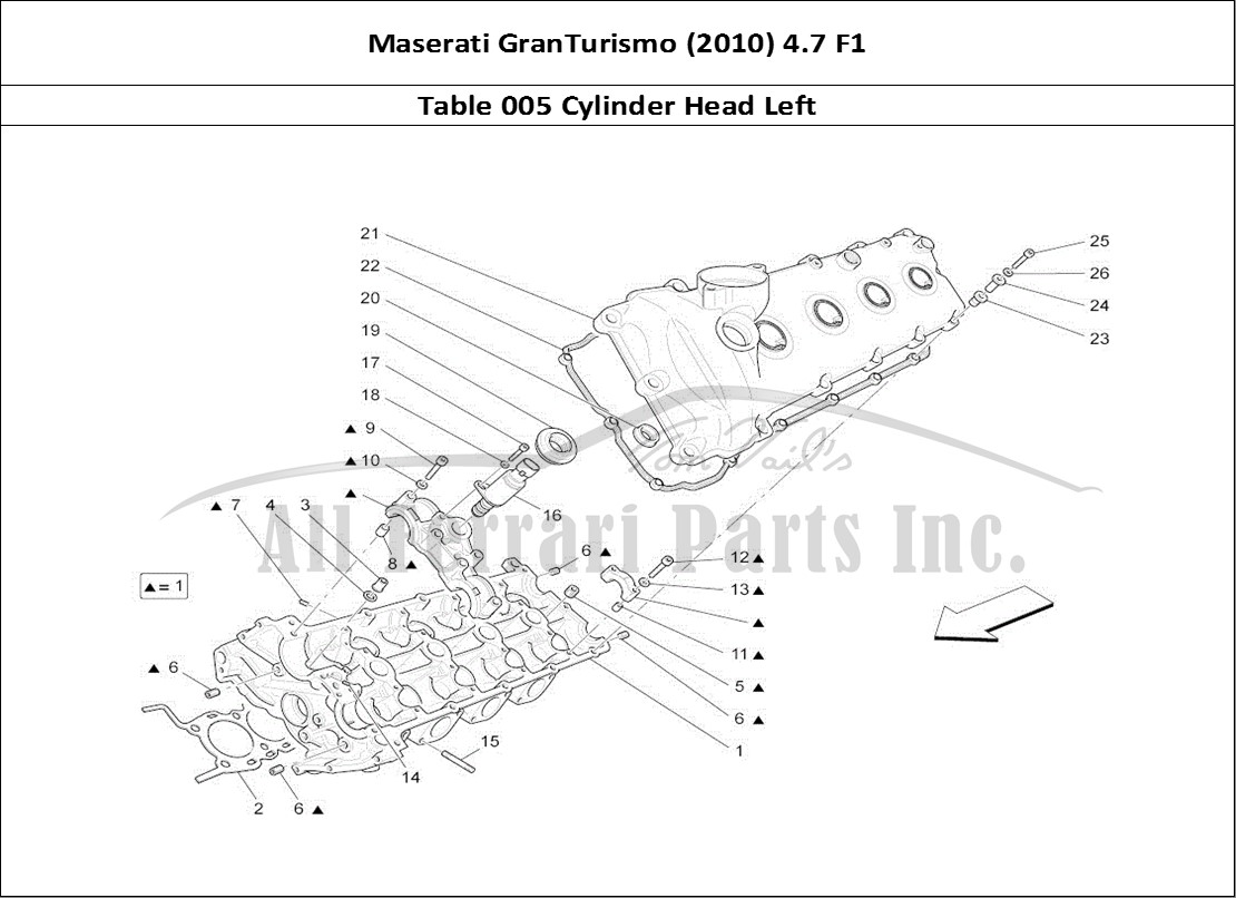 Ferrari Parts Maserati GranTurismo (2010) 4.7 F1 Page 005 Lh Cylinder Head