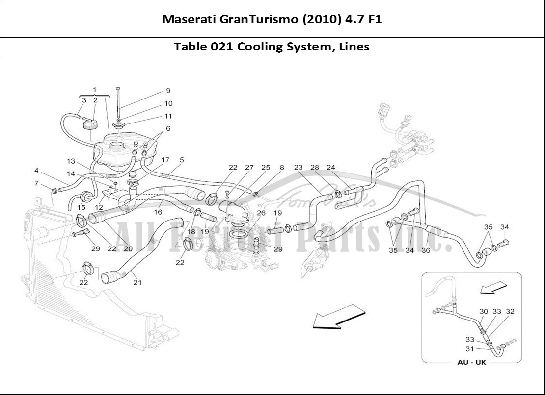 Ferrari Parts Maserati GranTurismo (2010) 4.7 F1 Page 021 Cooling System: Nourice A