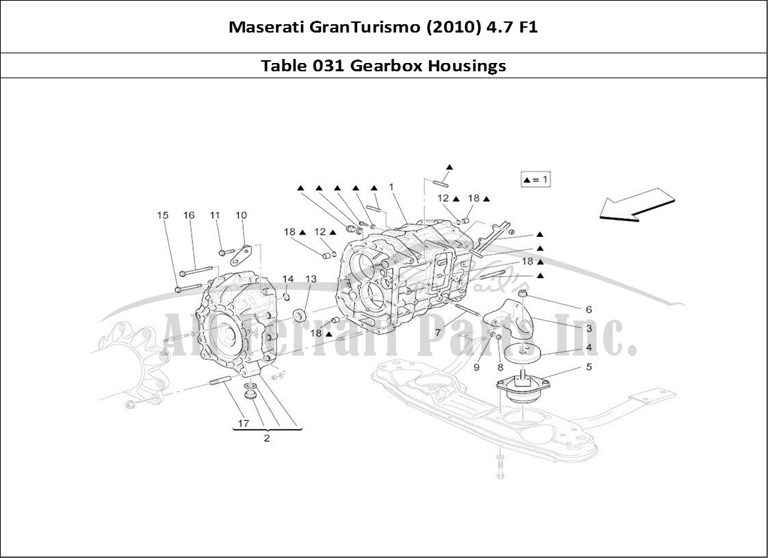 Ferrari Parts Maserati GranTurismo (2010) 4.7 F1 Page 031 Gearbox Housings