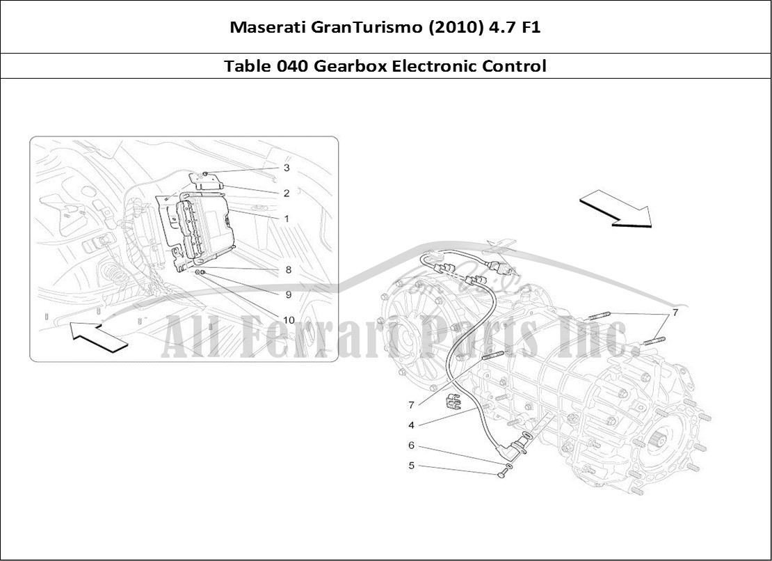 Ferrari Parts Maserati GranTurismo (2010) 4.7 F1 Page 040 Electronic Control (gearb