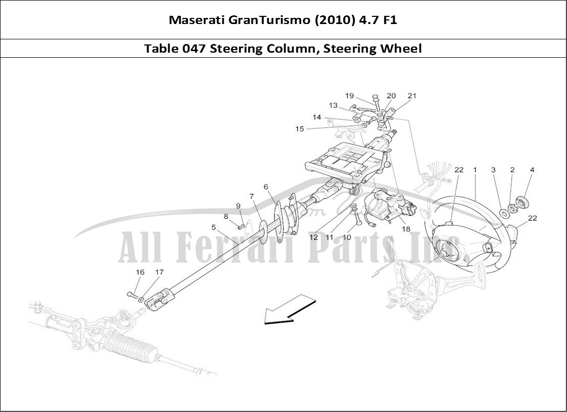 Ferrari Parts Maserati GranTurismo (2010) 4.7 F1 Page 047 Steering Column And Steer