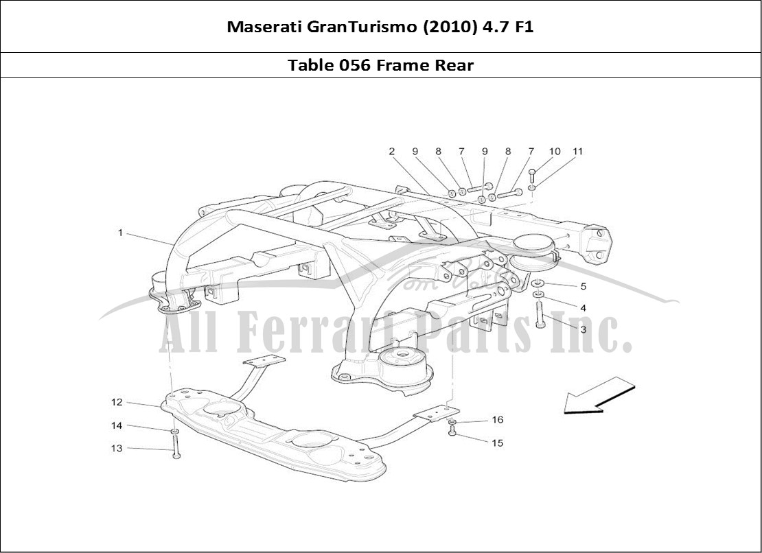 Ferrari Parts Maserati GranTurismo (2010) 4.7 F1 Page 056 Rear Chassis