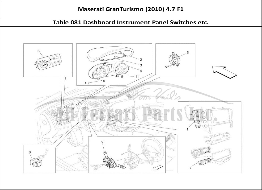 Ferrari Parts Maserati GranTurismo (2010) 4.7 F1 Page 081 Dashboard Devices