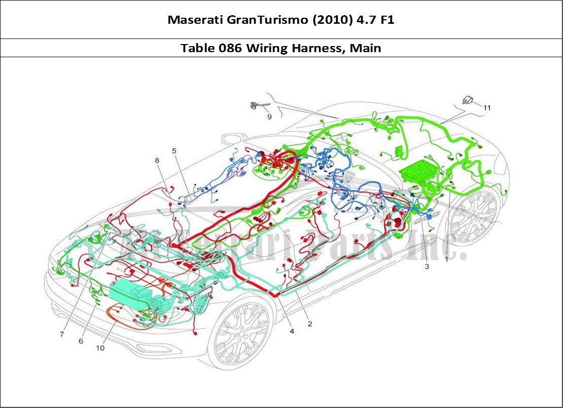 Ferrari Parts Maserati GranTurismo (2010) 4.7 F1 Page 086 Main Wiring