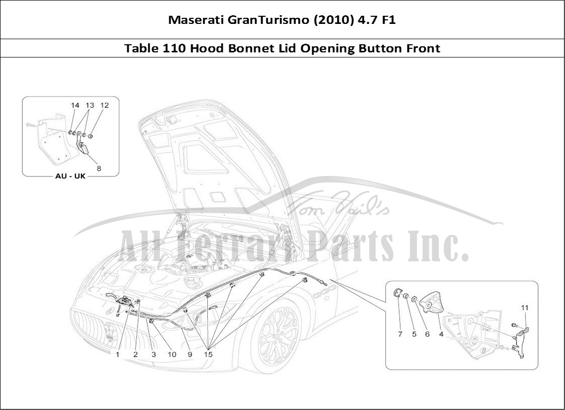 Ferrari Parts Maserati GranTurismo (2010) 4.7 F1 Page 110 Front Lid Opening Button