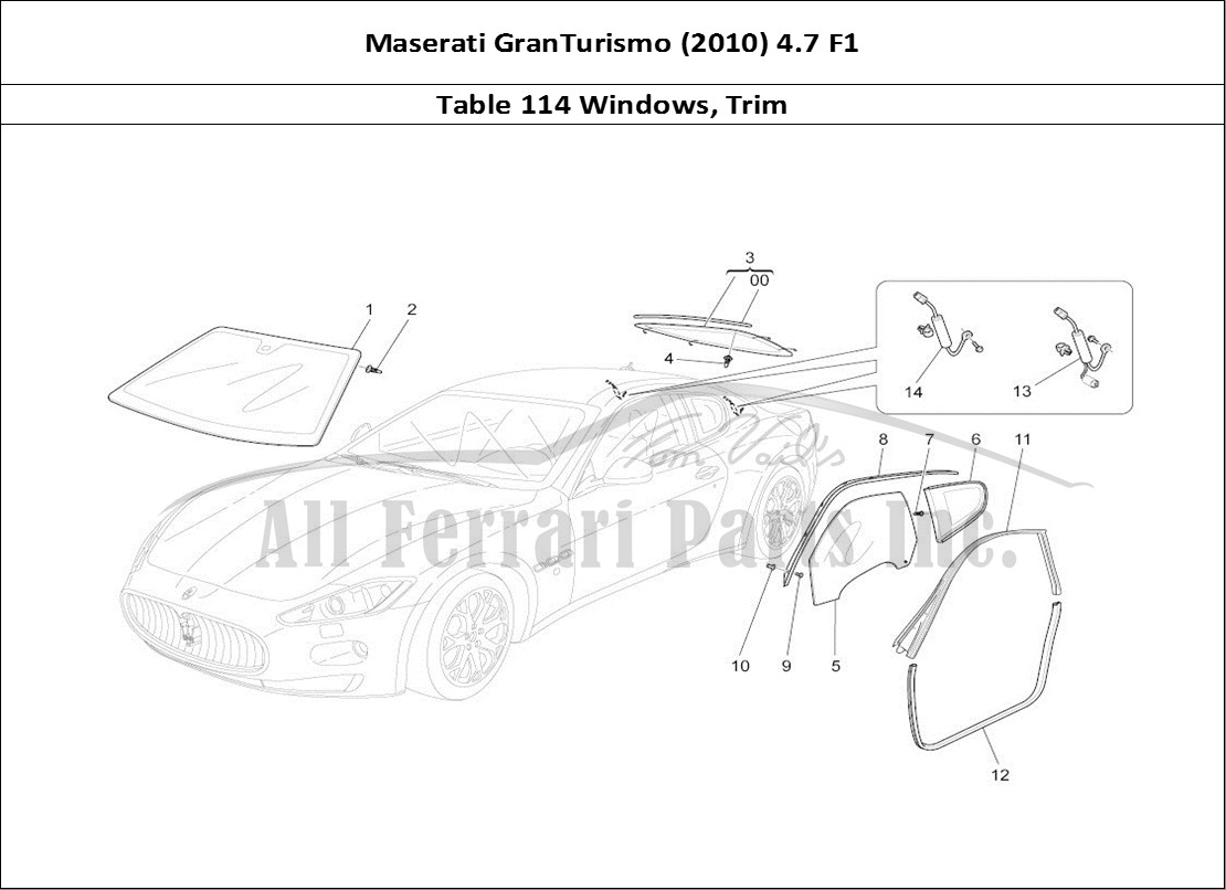 Ferrari Parts Maserati GranTurismo (2010) 4.7 F1 Page 114 Windows And Window Strips