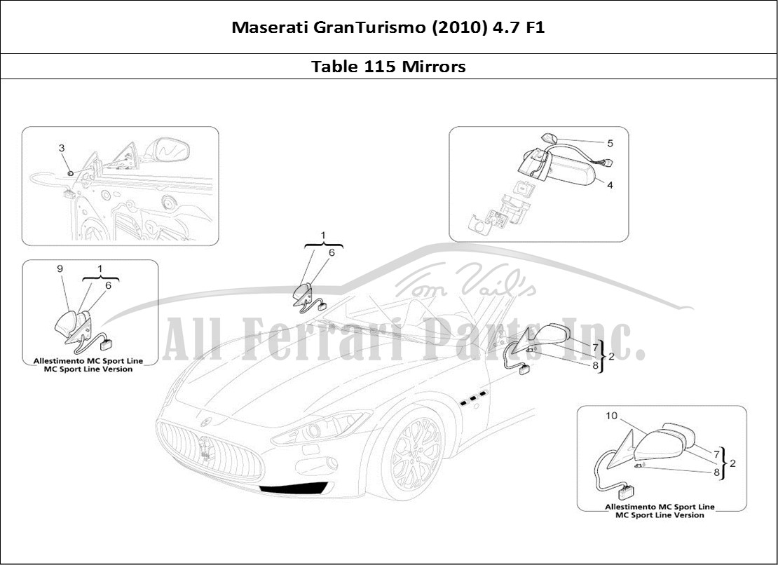 Ferrari Parts Maserati GranTurismo (2010) 4.7 F1 Page 115 Internal And External Rea