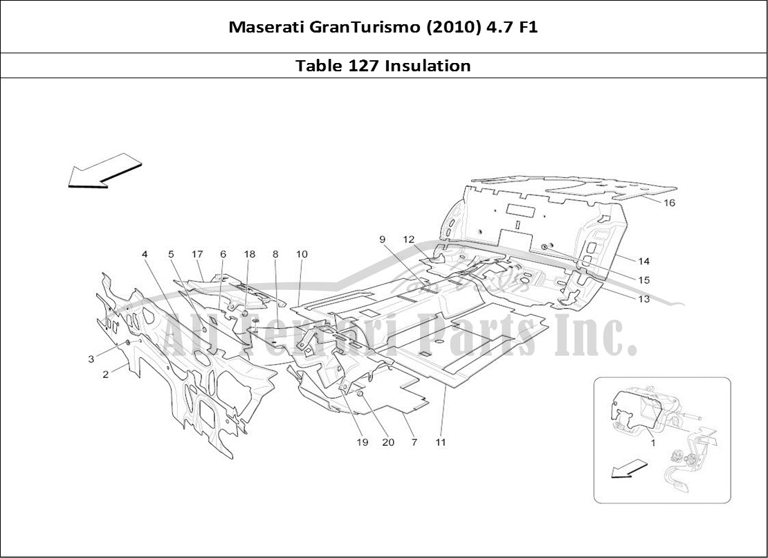 Ferrari Parts Maserati GranTurismo (2010) 4.7 F1 Page 127 Sound-proofing Panels Ins
