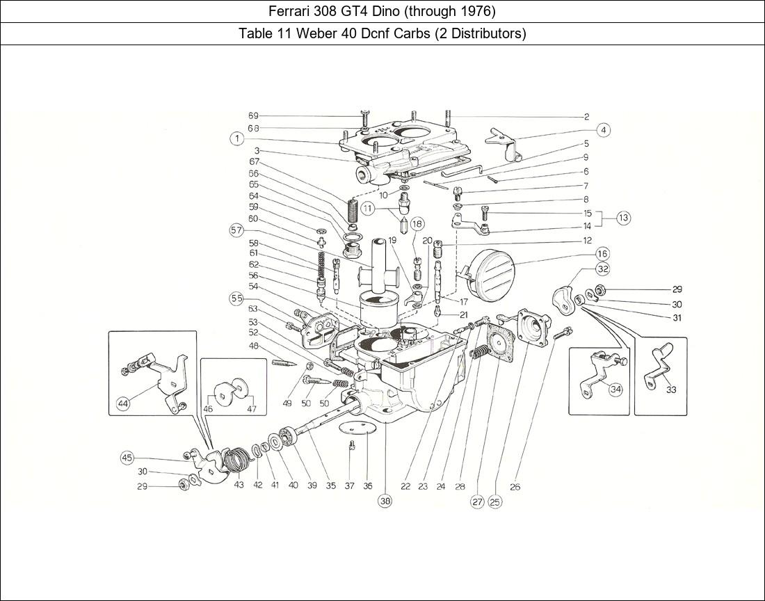 Table 11 - Weber 40 Dcnf Carbs (2 Distributors)