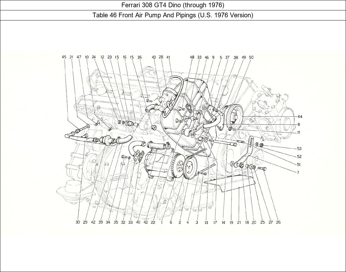 Table 46 - Front Air Pump And Pipings (U.S. 1976 Version)