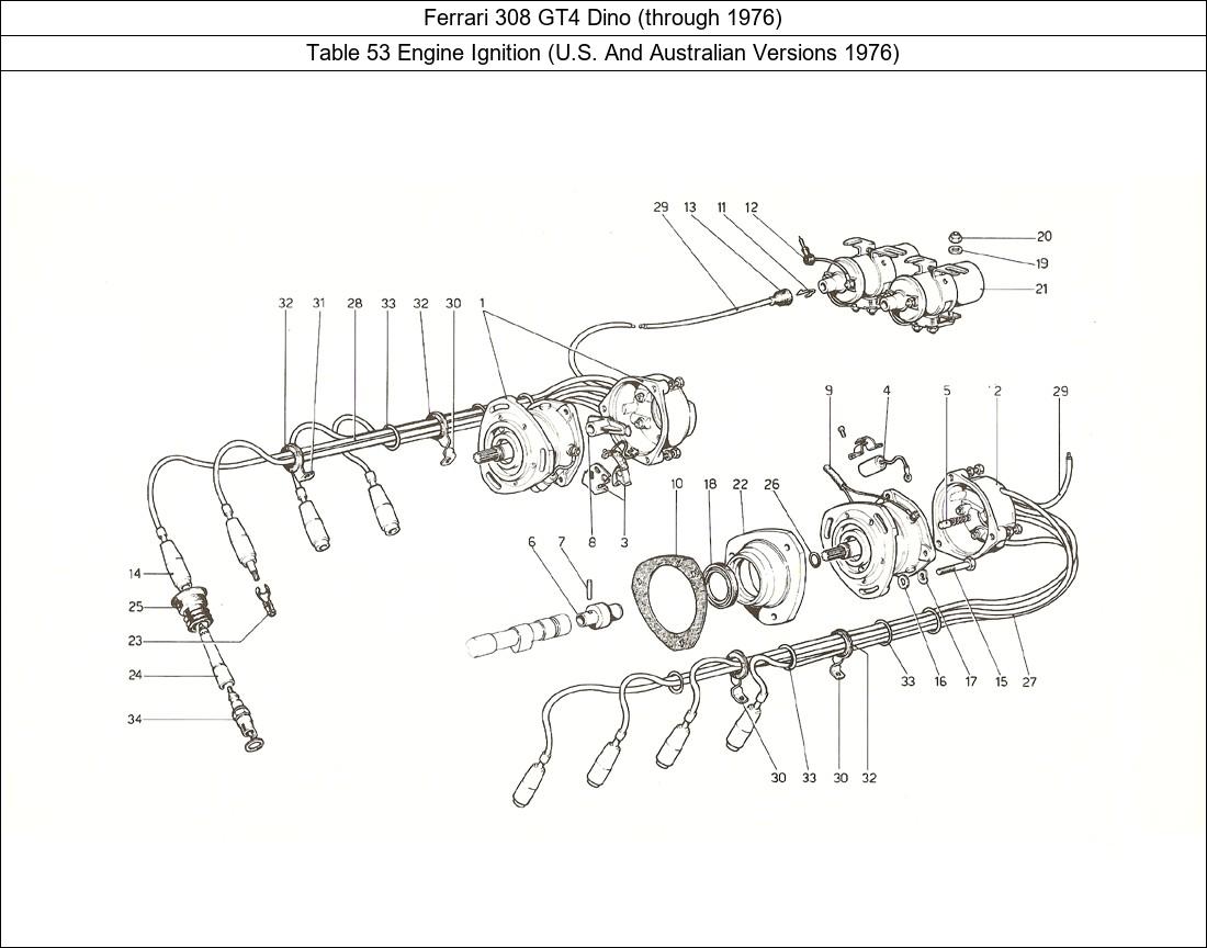 Table 53 - Engine Ignition (U.S. And Australian Versions 1976)