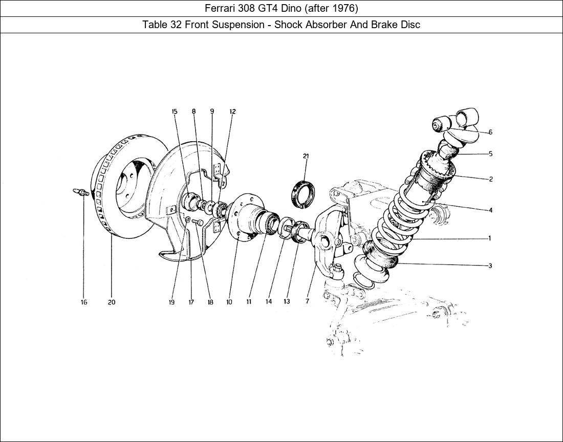 Table 32 - Front Suspension - Shock Absorber And Brake Disc