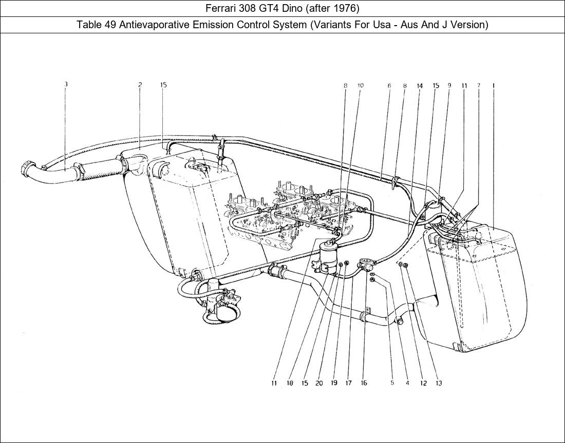 Table 49 - Antievaporative Emission Control System (Variants For Usa - Aus And J Version)