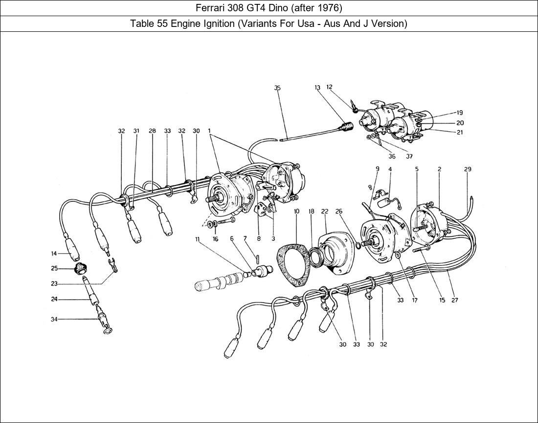 Table 55 - Engine Ignition (Variants For Usa - Aus And J Version)