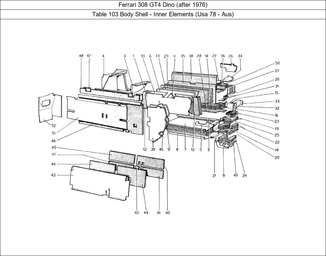 Table 103 - Body Shell - Inner Elements (Usa 78 - Aus)