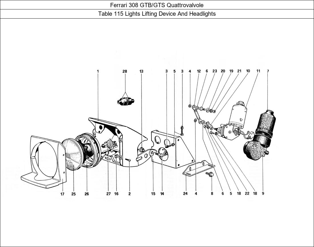 Table 115 - Lights Lifting Device And Headlights