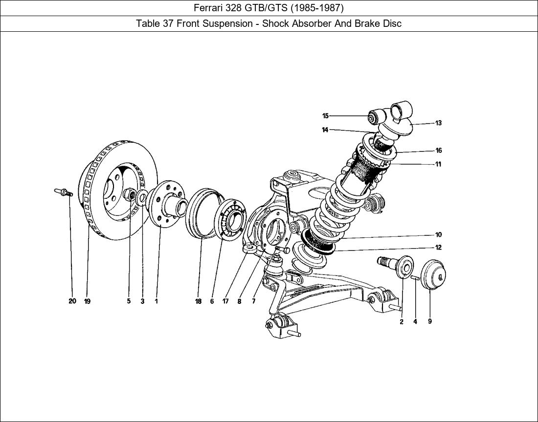 Table 37 - Front Suspension - Shock Absorber And Brake Disc