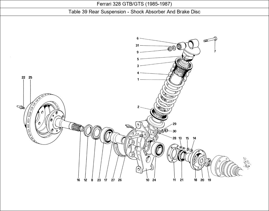 Table 39 - Rear Suspension - Shock Absorber And Brake Disc