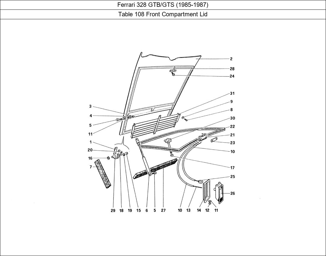 Table 108 - Front Compartment Lid