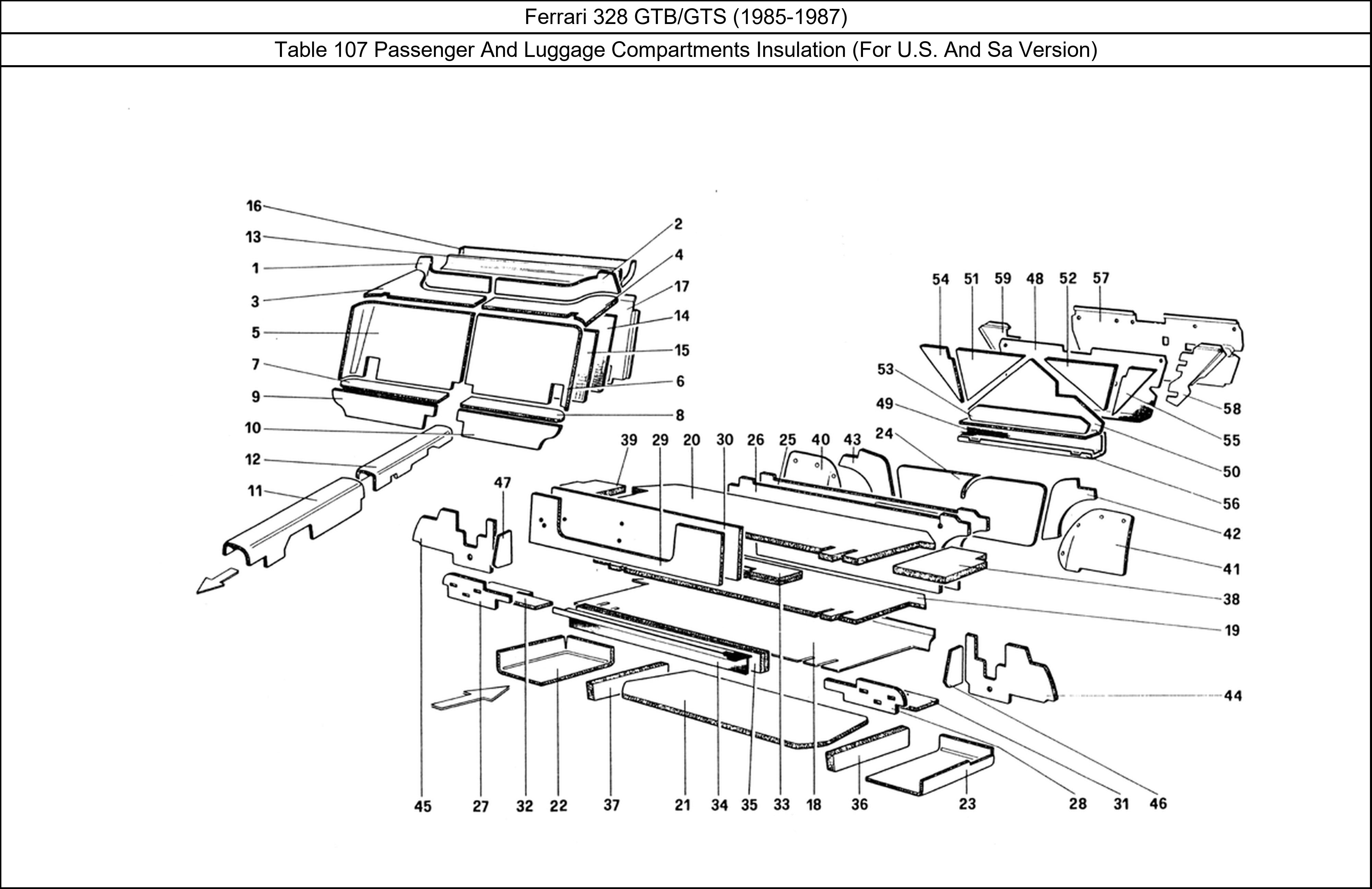 Table 107 - Passenger And Luggage Compartments Insulation (For U.S. And Sa Version)