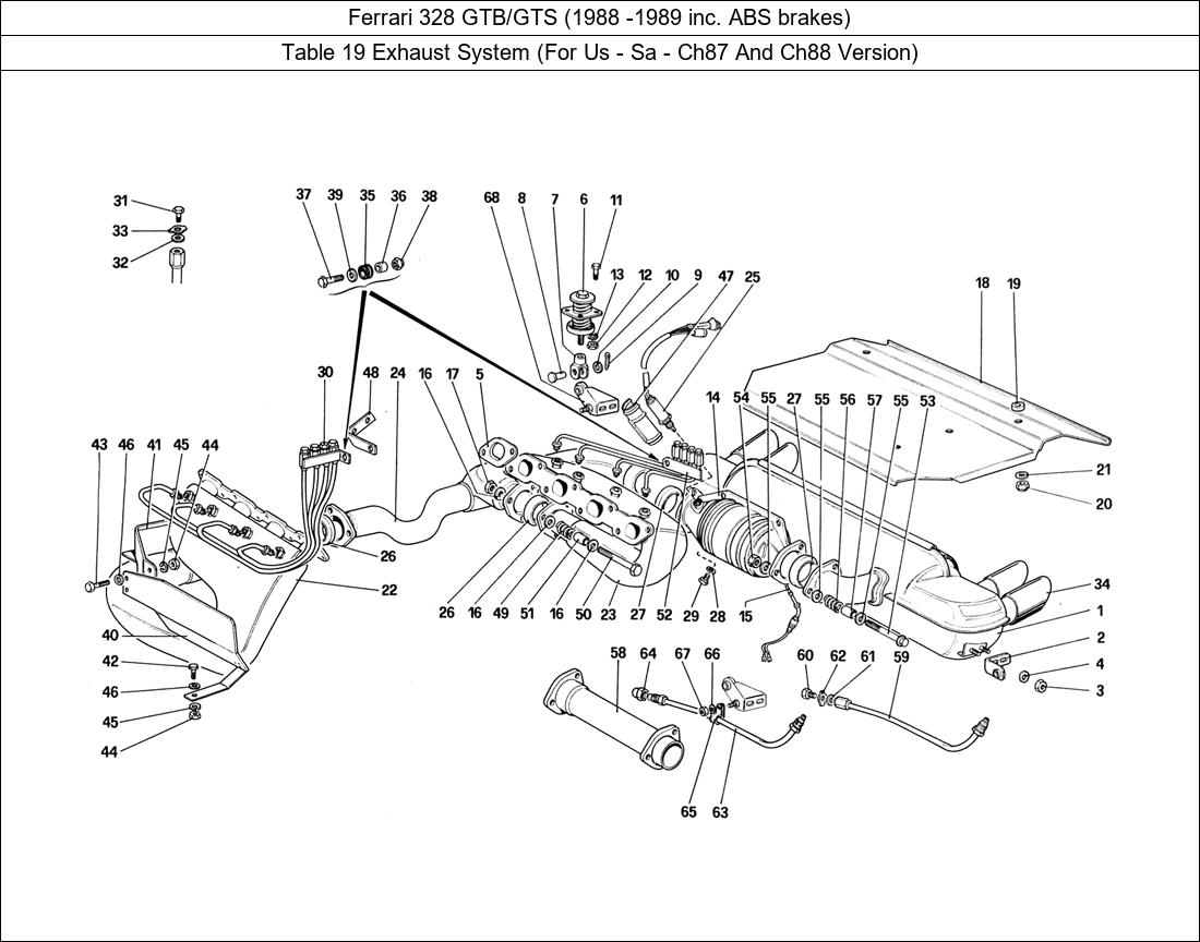 Table 19 - Exhaust System (For Us - Sa - Ch87 And Ch88 Version)