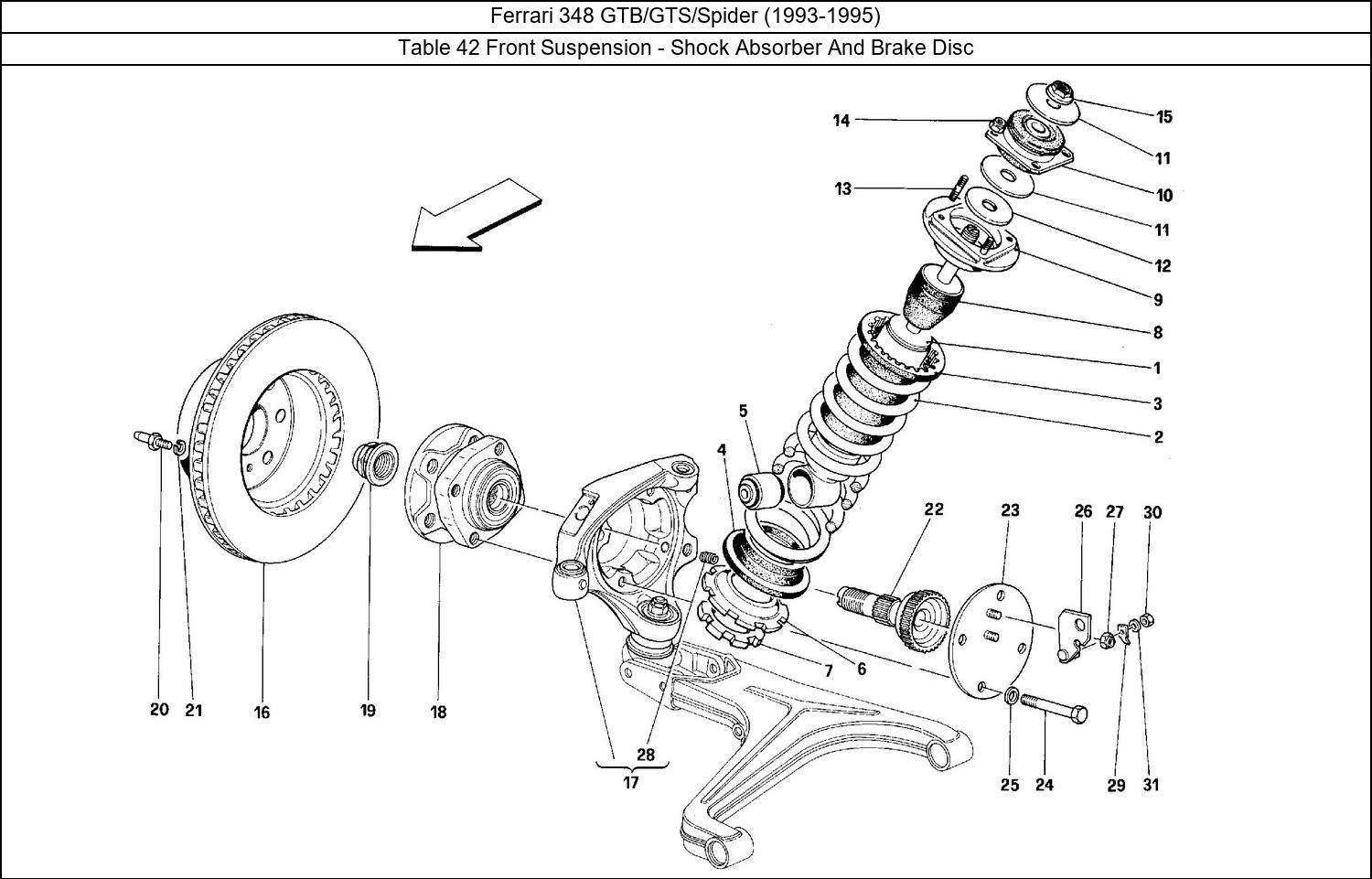 Table 42 - Front Suspension - Shock Absorber And Brake Disc