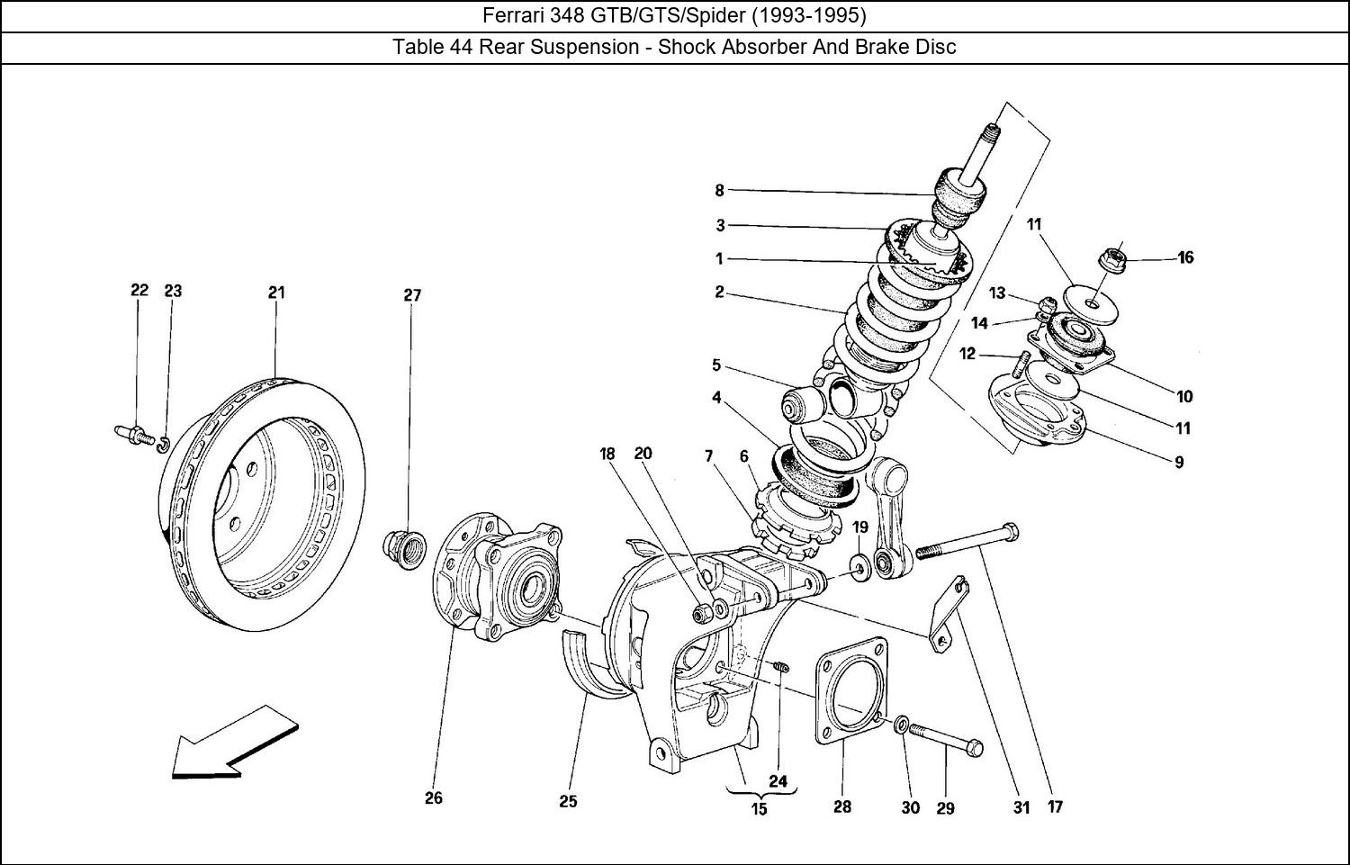 Table 44 - Rear Suspension - Shock Absorber And Brake Disc