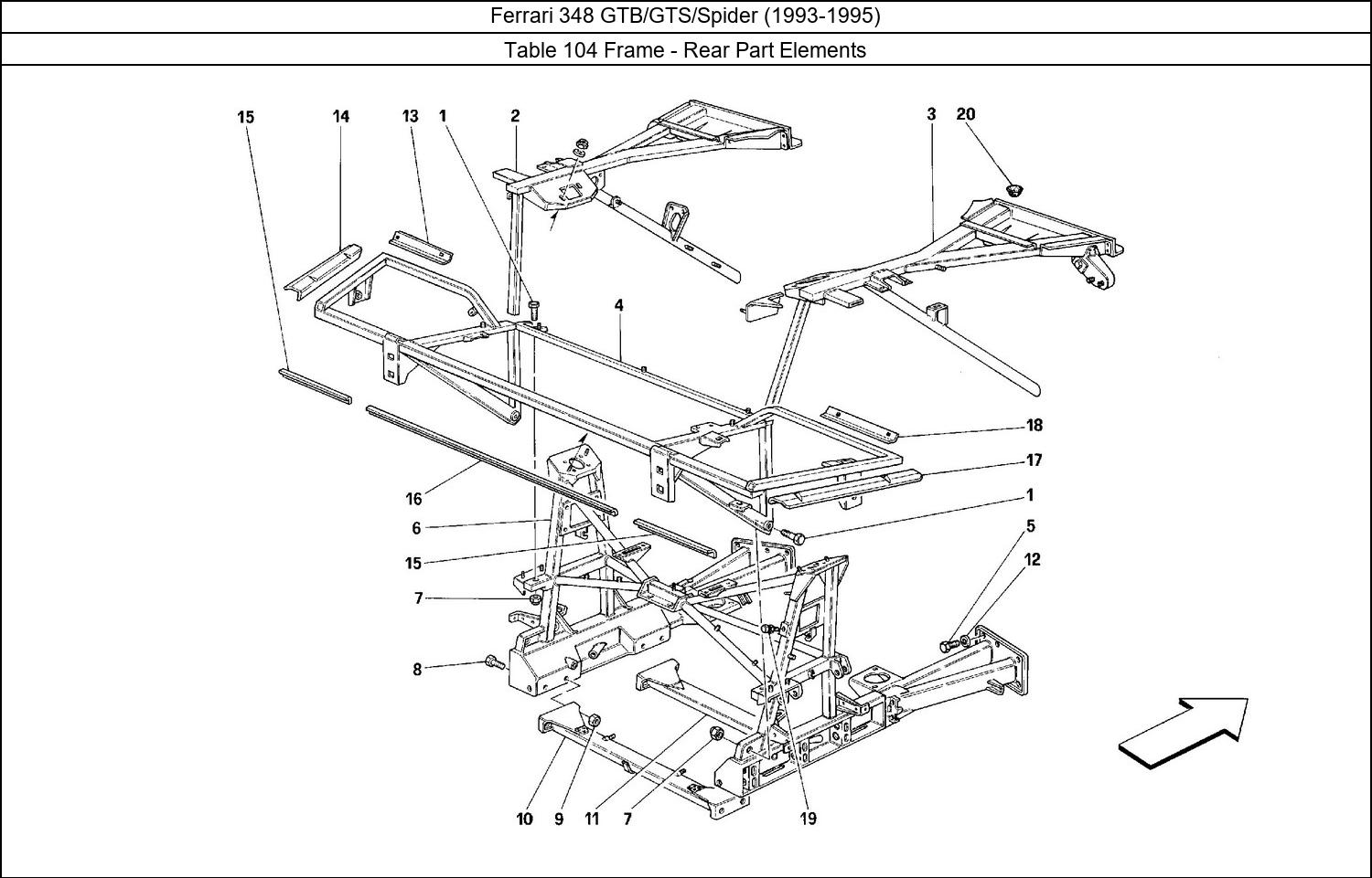 Table 104 - Frame - Rear Part Elements