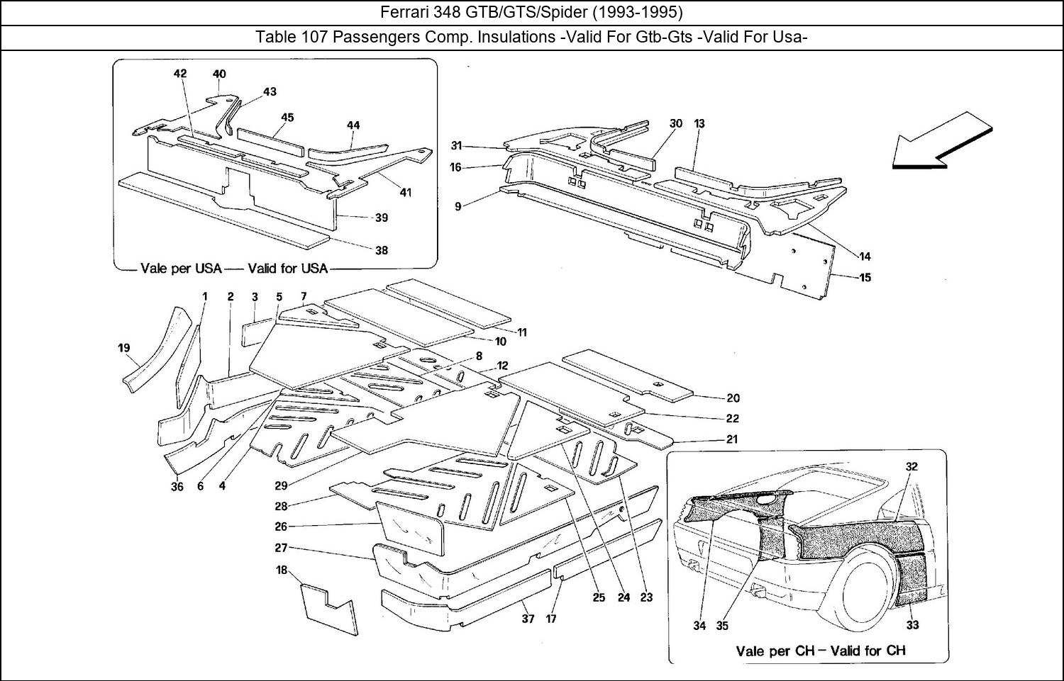 Table 107 - Passengers Comp. Insulations -Valid For Gtb-Gts -Valid For Usa-