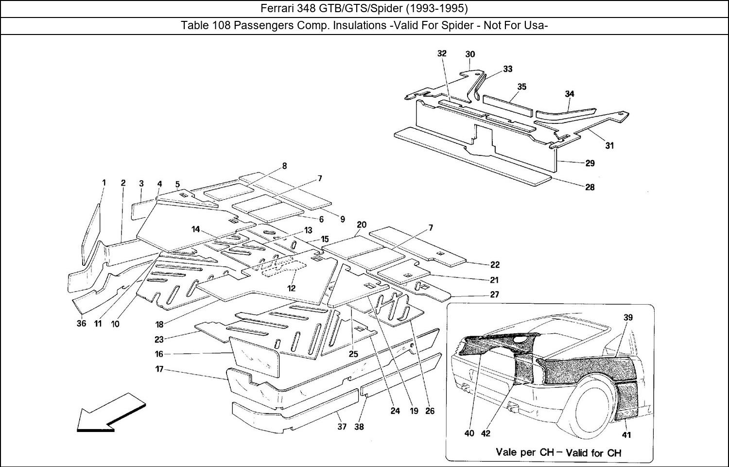 Table 108 - Passengers Comp. Insulations -Valid For Spider - Not For Usa-