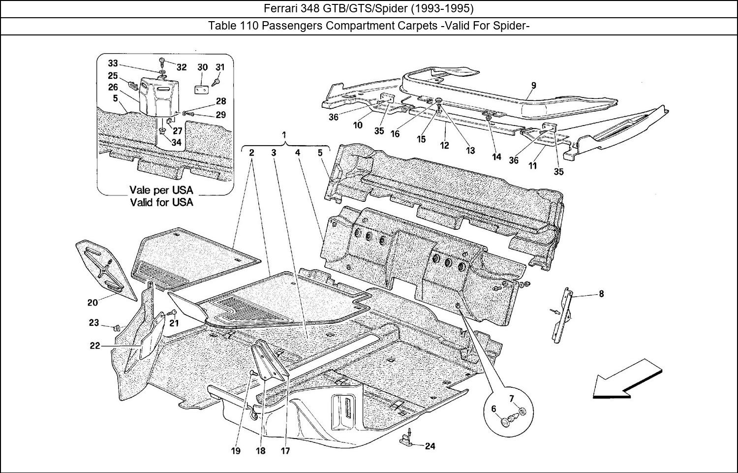 Table 110 - Passengers Compartment Carpets -Valid For Spider-