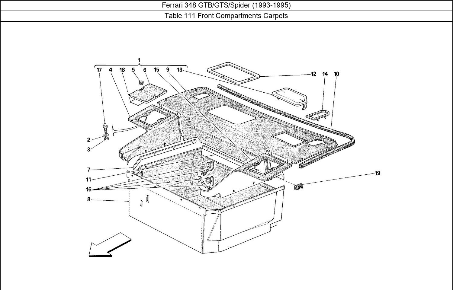 Table 111 - Front Compartments Carpets