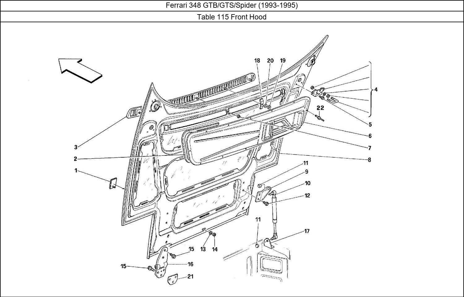 Table 115 - Front Hood