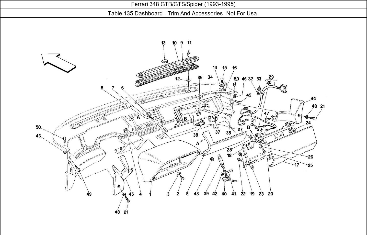 Table 135 - Dashboard - Trim And Accessories -Not For Usa-