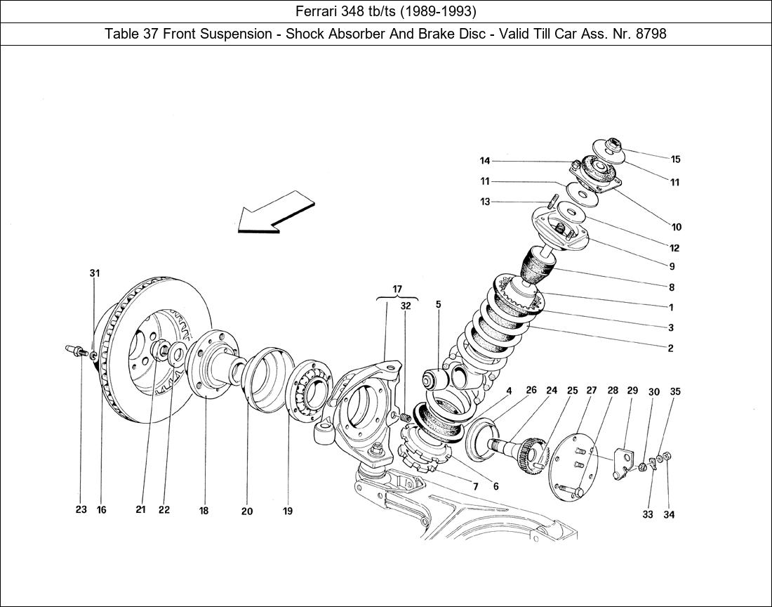 Table 37 - Front Suspension - Shock Absorber And Brake Disc - Valid Till Car Ass. Nr. 8798