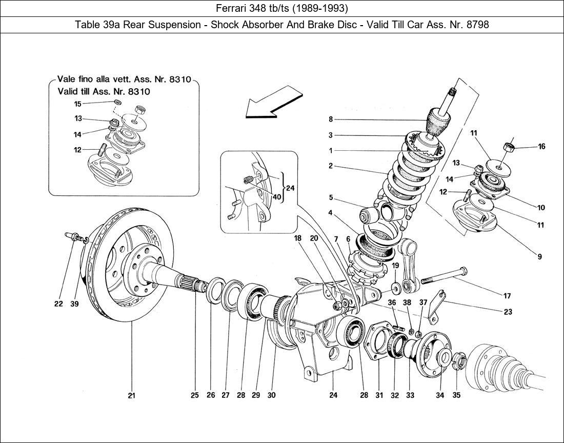 Table 39a - Rear Suspension - Shock Absorber And Brake Disc - Valid Till Car Ass. Nr. 8798