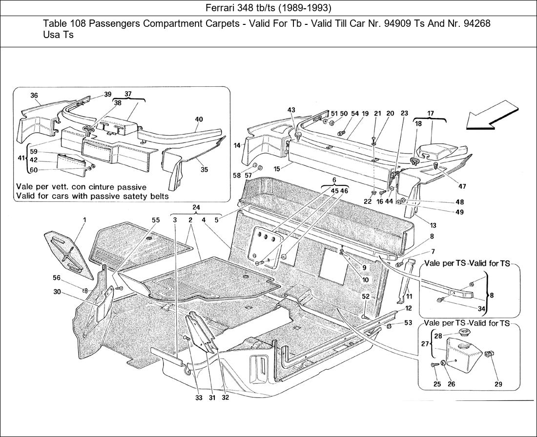 Table 108 - Passengers Compartment Carpets - Valid For Tb - Valid Till Car Nr. 94909 Ts And Nr. 94268 Usa Ts