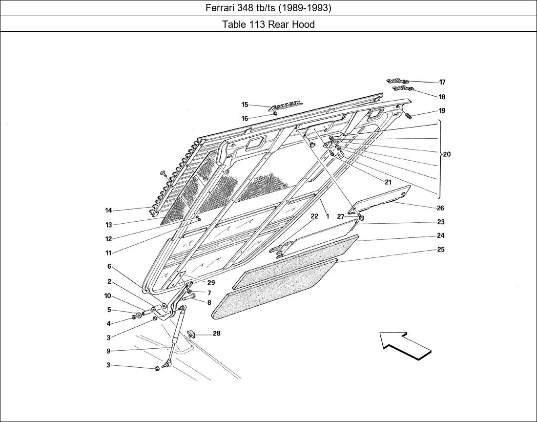 Table 113 - Rear Hood