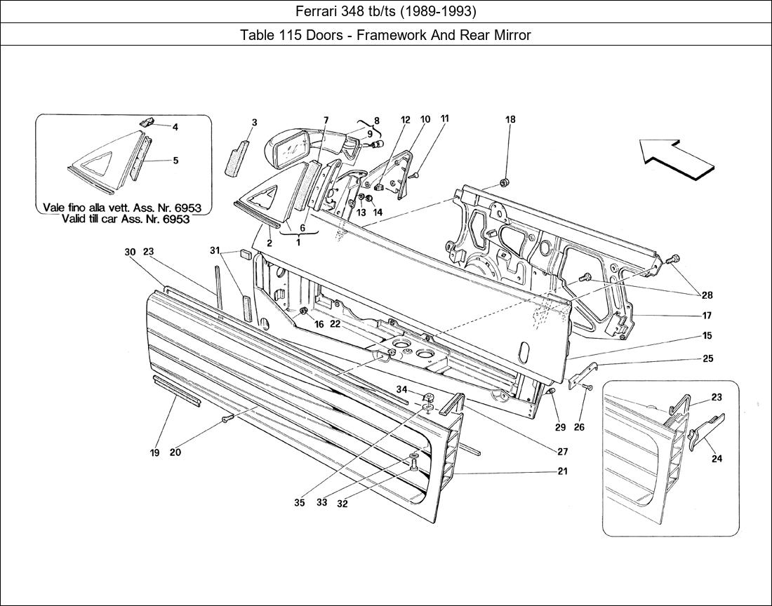 Table 115 - Doors - Framework And Rear Mirror