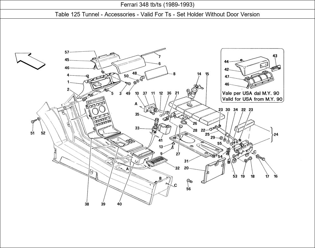 Table 125 - Tunnel - Accessories - Valid For Ts - Set Holder Without Door Version