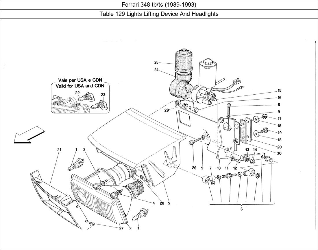 Table 129 - Lights Lifting Device And Headlights