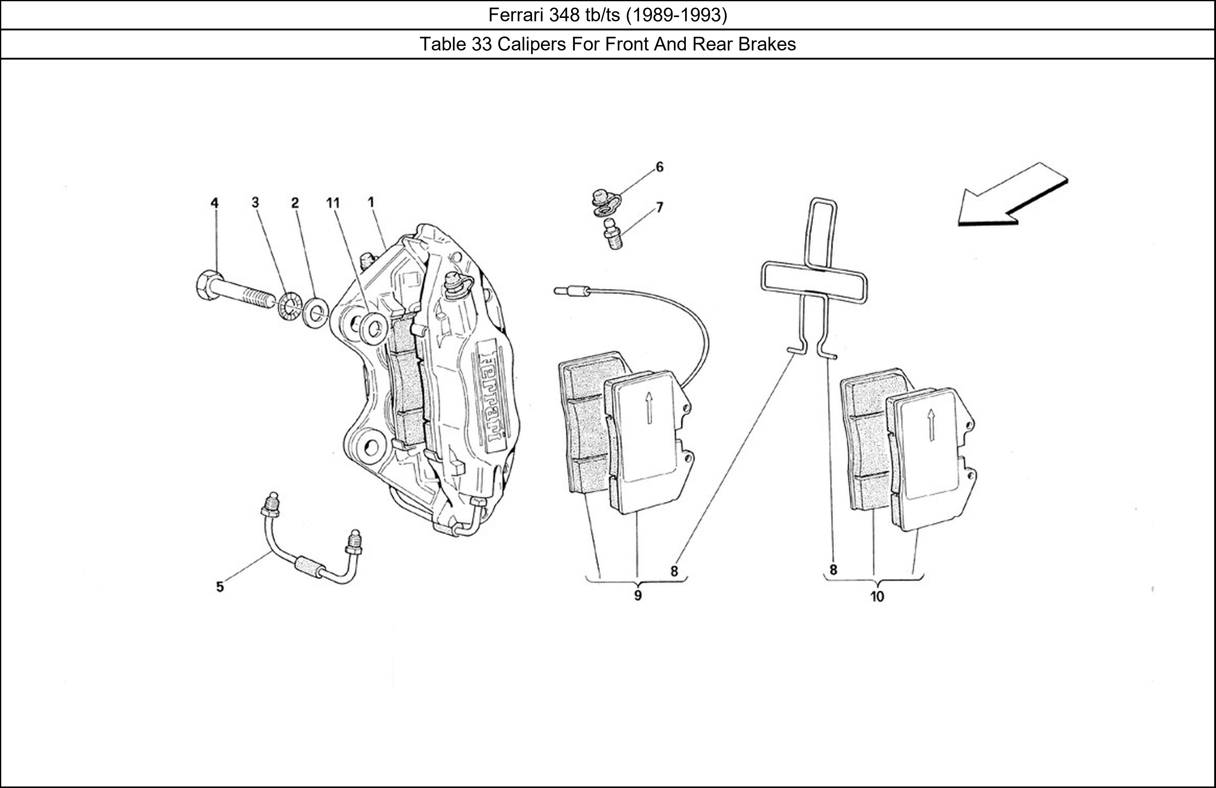 Table 33 - Calipers For Front And Rear Brakes