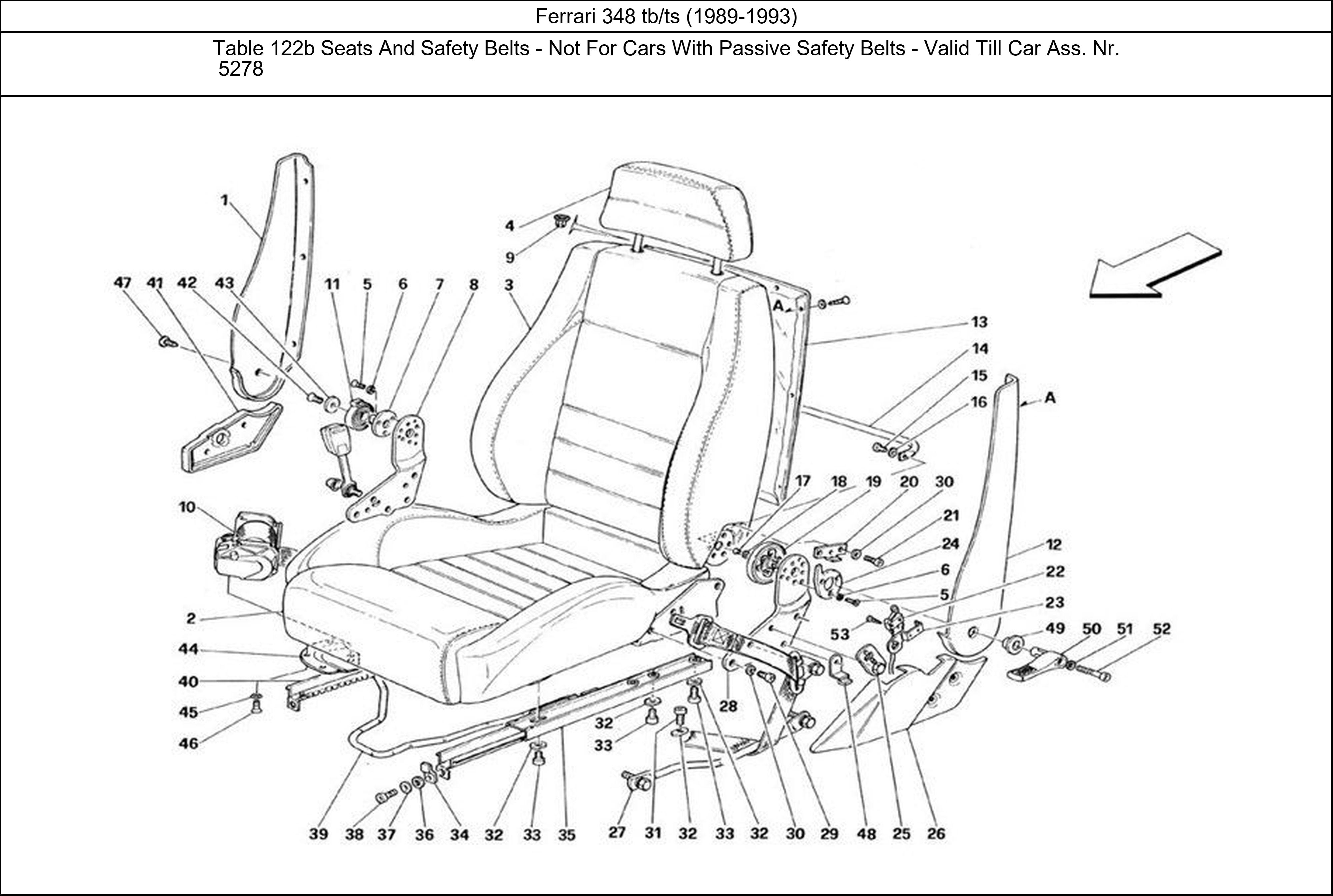 Table 122b - Seats And Safety Belts - Not For Cars With Passive Safety Belts - Valid Till Car Ass. Nr. 5278