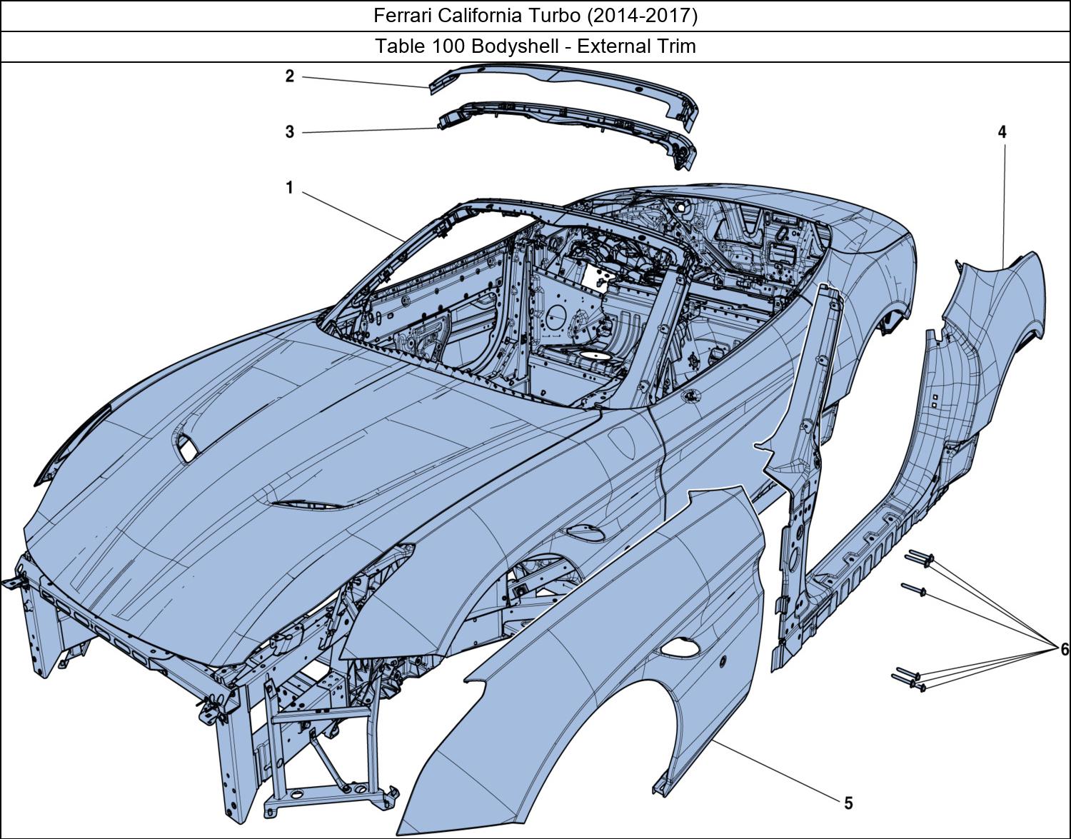 Table 100 - Bodyshell - External Trim