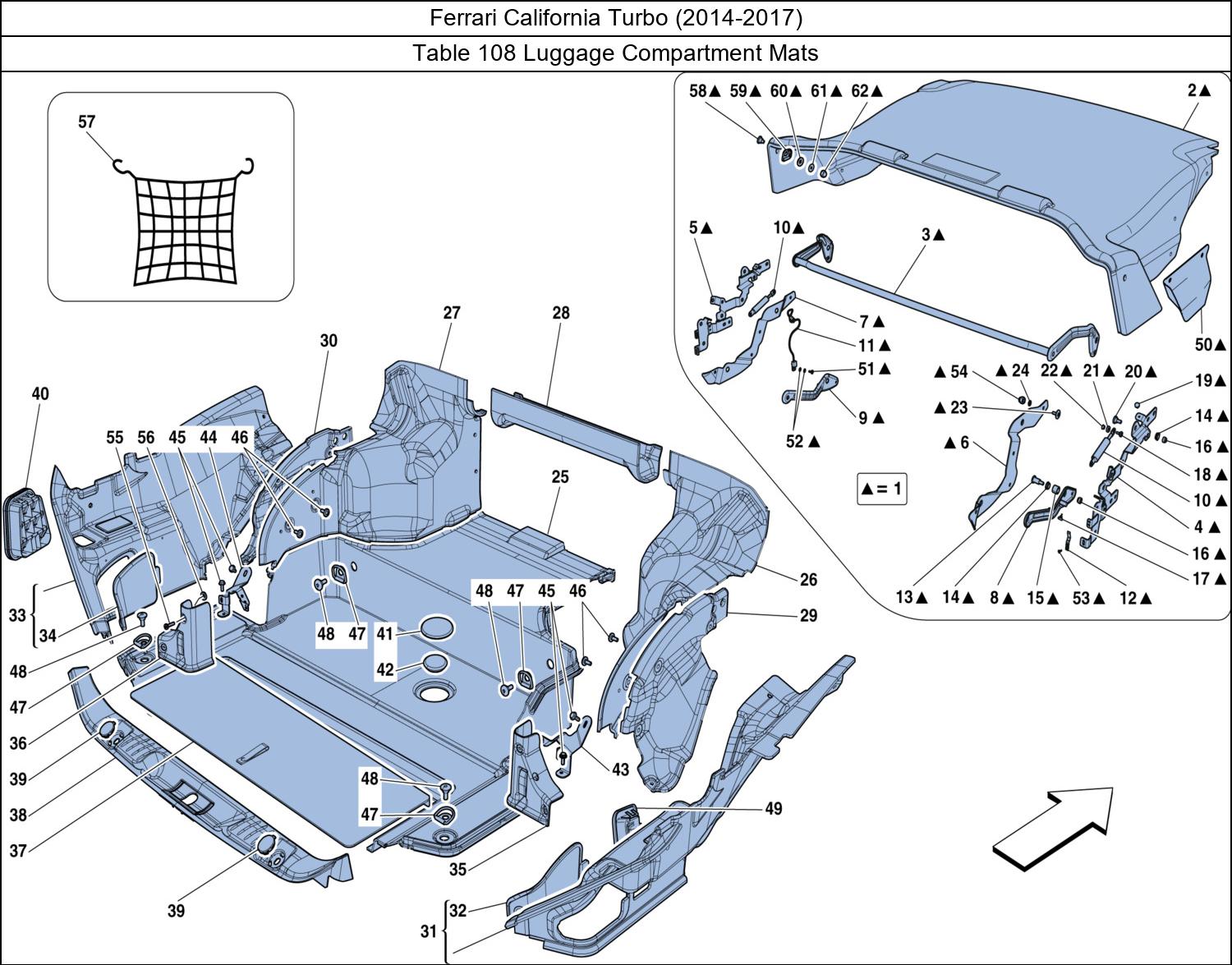 Table 108 - Luggage Compartment Mats