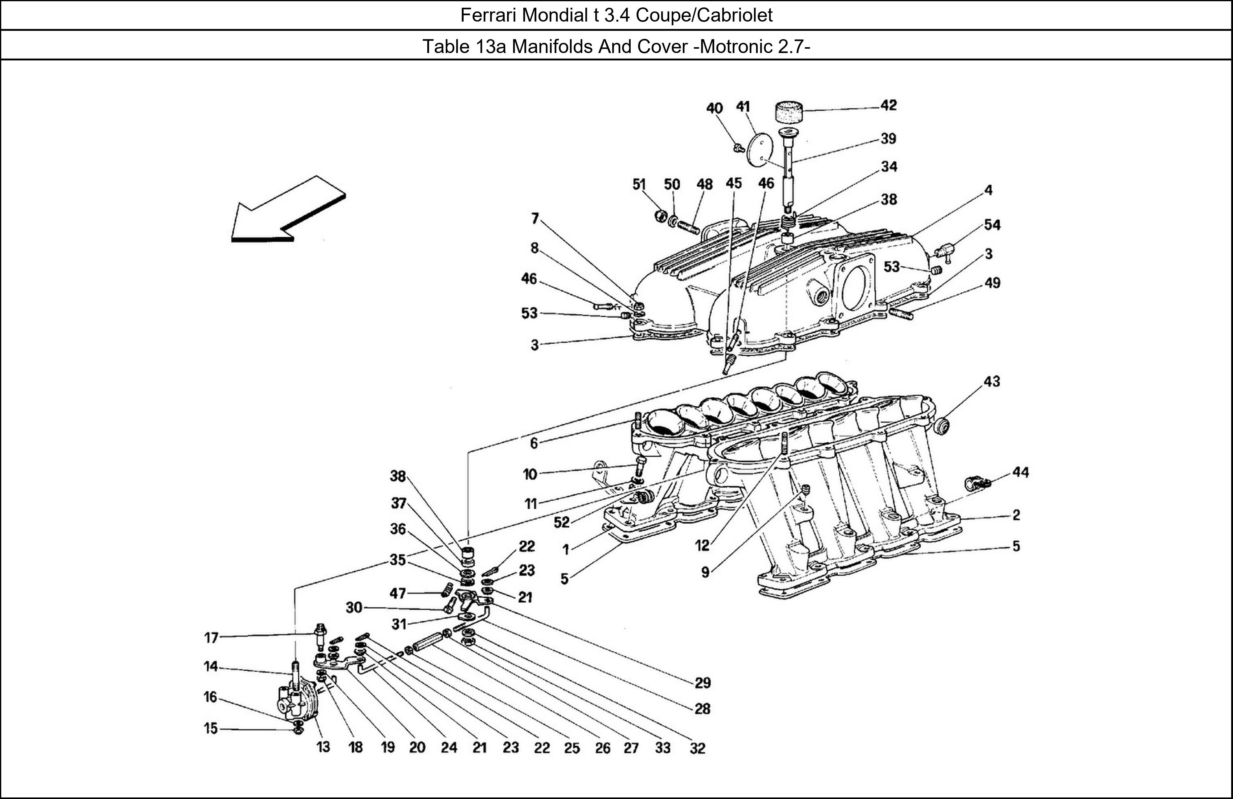 Table 13a - Manifolds And Cover -Motronic 2.7-